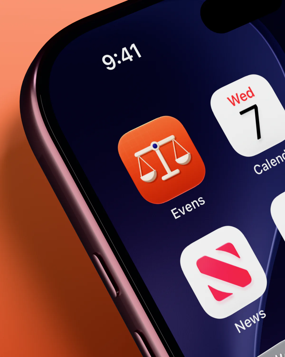 Evens in the first slot of an iPhone home screen