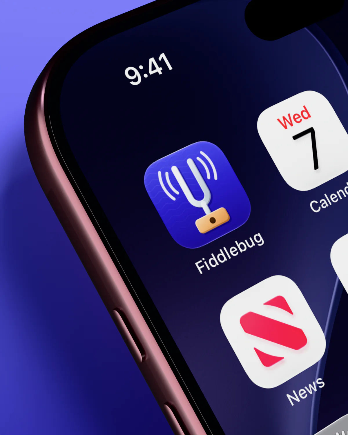 Fiddlebug in the first slot of an iPhone home screen