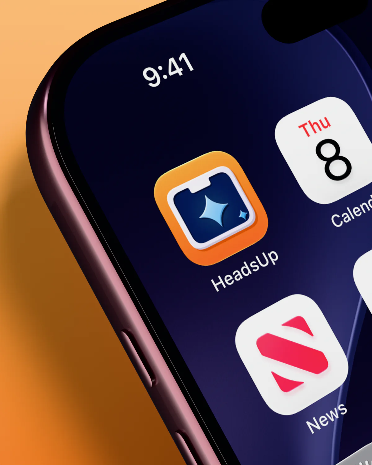 HeadsUp in the first slot of an iPhone home screen
