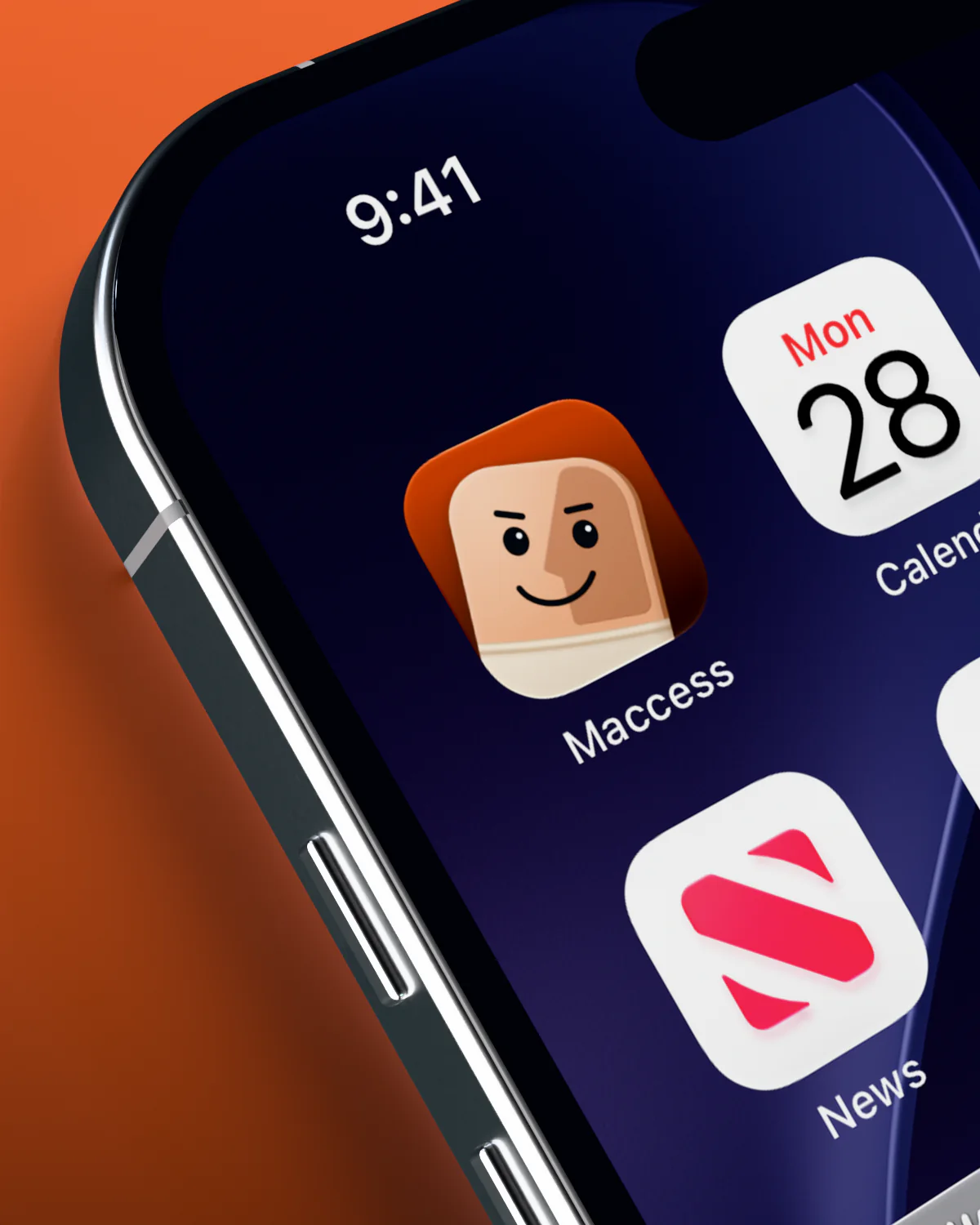Maccess in the first slot of an iPhone home screen