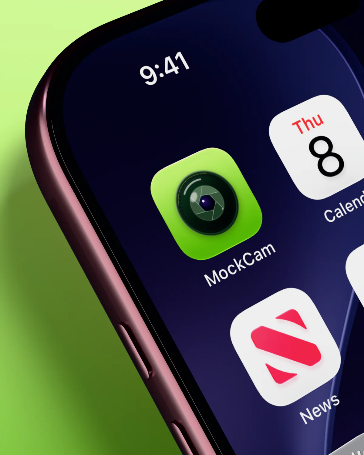 MockCam in the first slot of an iPhone home screen