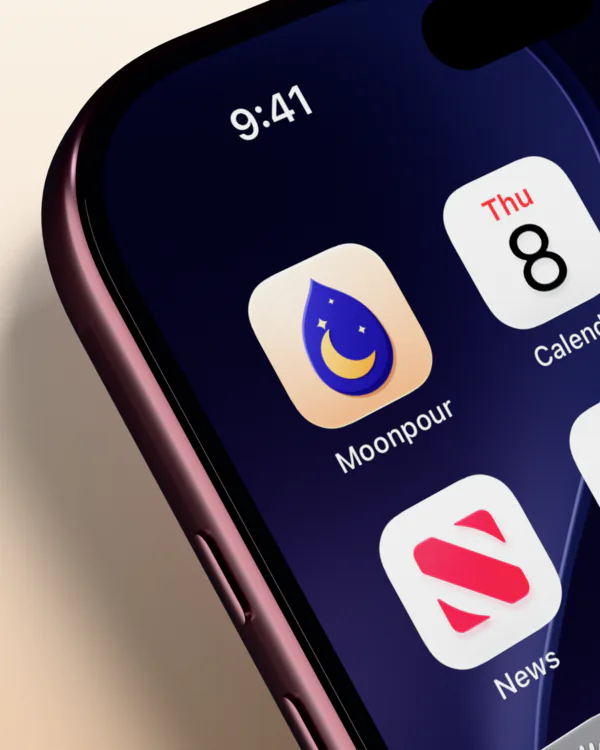 Moonpour on an iPhone home screen