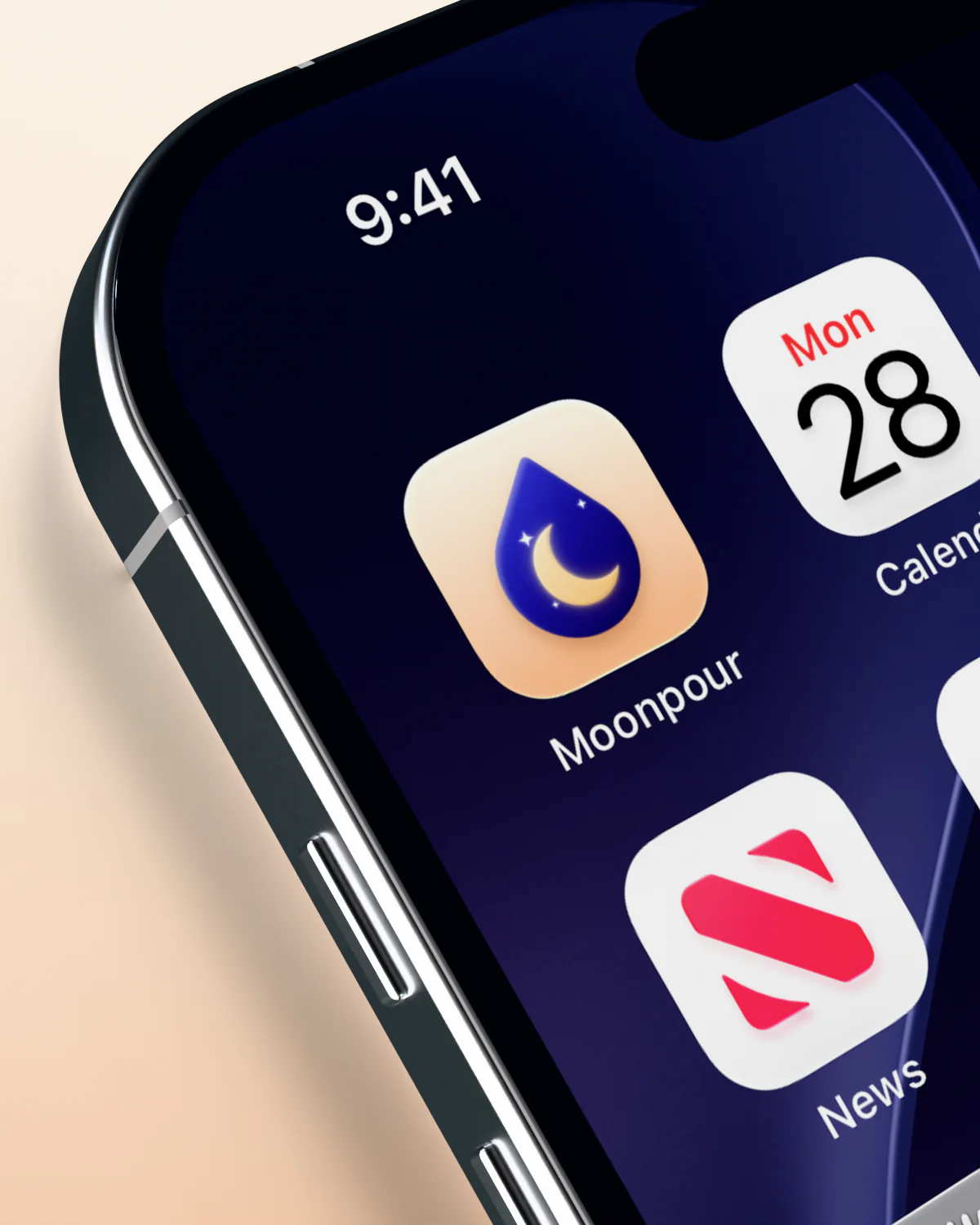 Moonpour in the first slot of an iPhone home screen