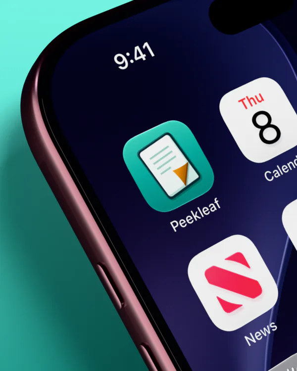 Peekleaf on an iPhone home screen