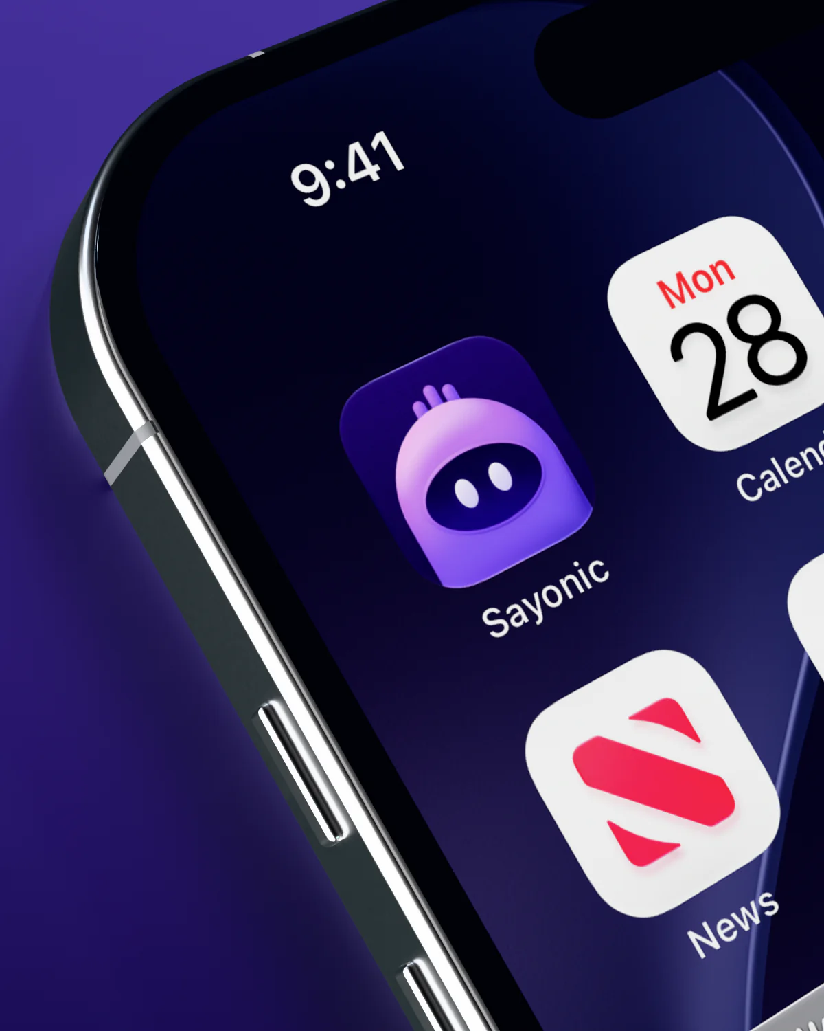Sayonic in the first slot of an iPhone home screen
