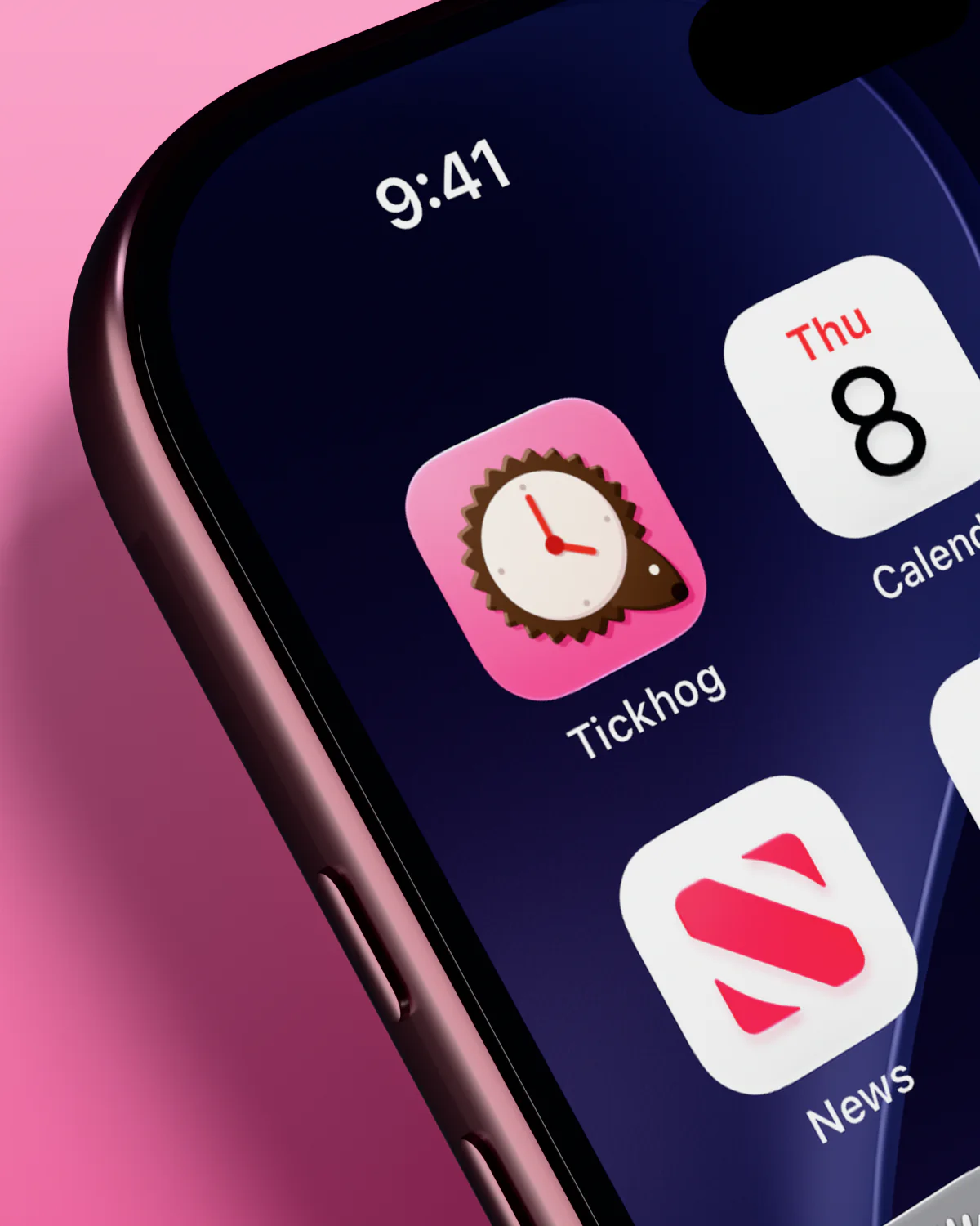 Tickhog in the first slot of an iPhone home screen