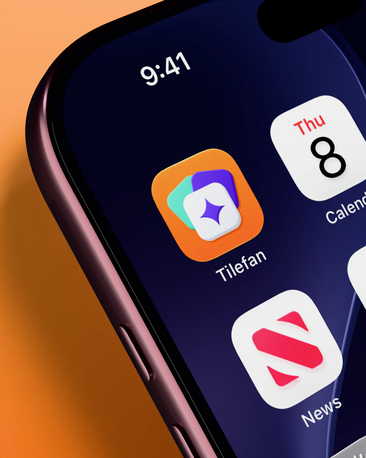 Tilefan in the first slot of an iPhone home screen