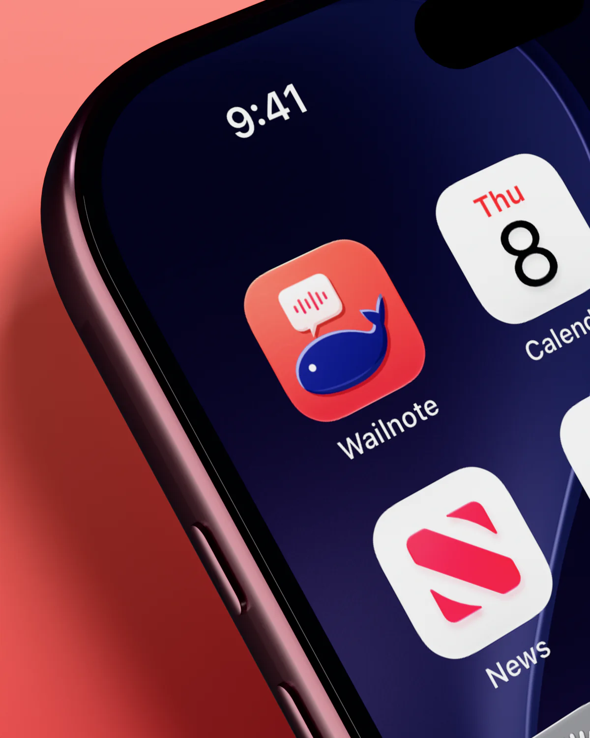 Wailnote in the first slot of an iPhone home screen
